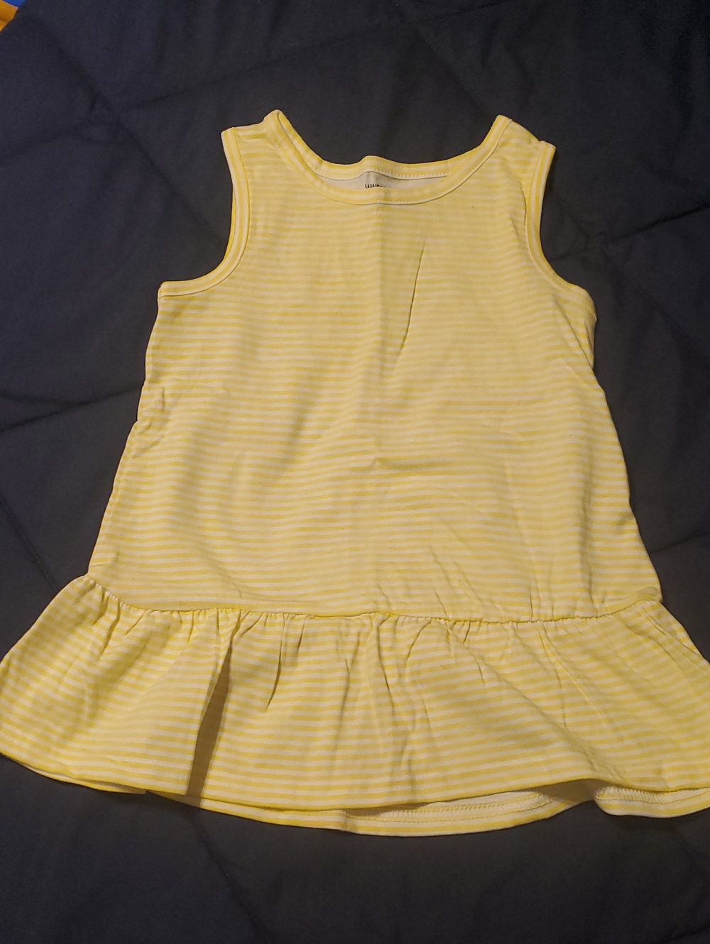Wonderkids Yellow Striped Ruffle-Hem Tank Dress